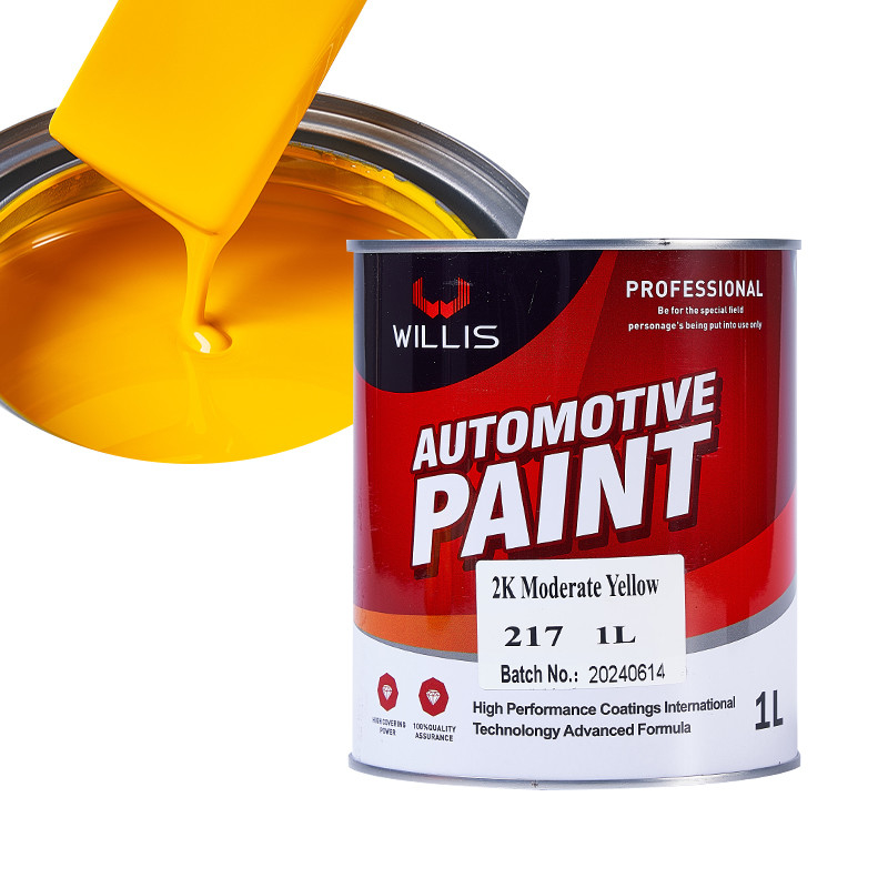 Thermosetting High Gloss Solid Car Body Filler Härtender 2K Gelbe Acryl-Sprayfarbe Autokarosserie Reparaturfarbe