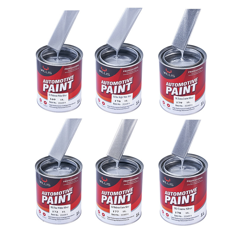 Low Voc Silber Metallische Automotive Farbe Hohe Feststoff Industrie Primer Acryl Lack Sprayfarbe Metallische Autofarbe