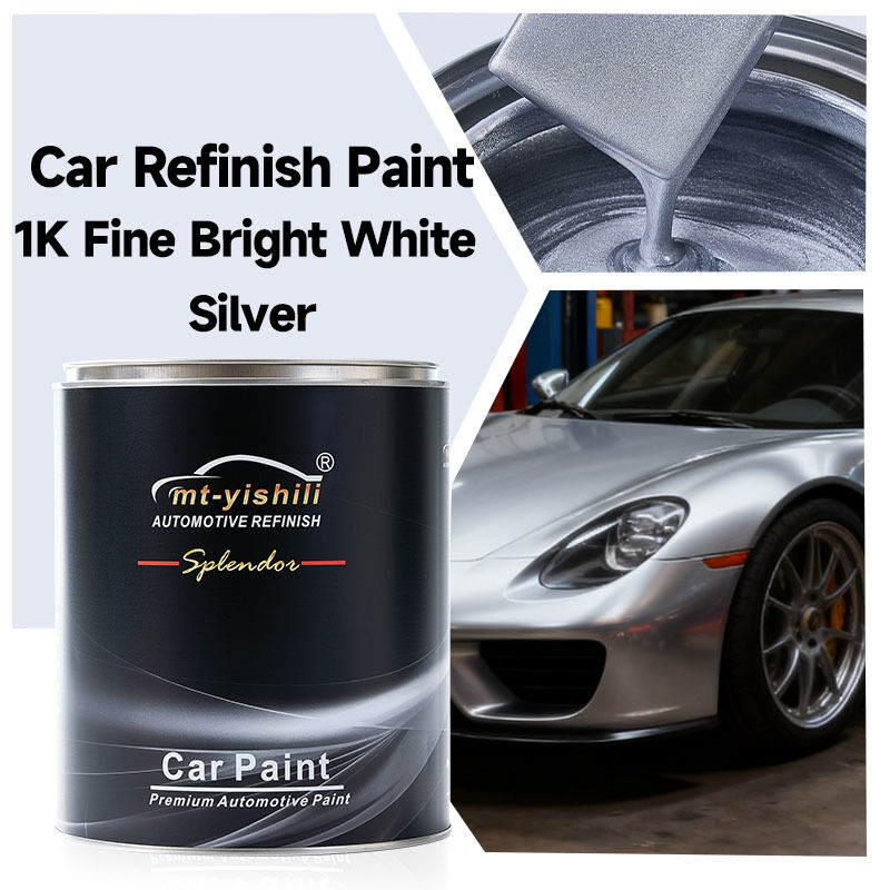 Fine Bright White Silver Metallic Paint | 1K Acrylic Resin Coating & Plastic Surfaces | High Gloss Spray Finish